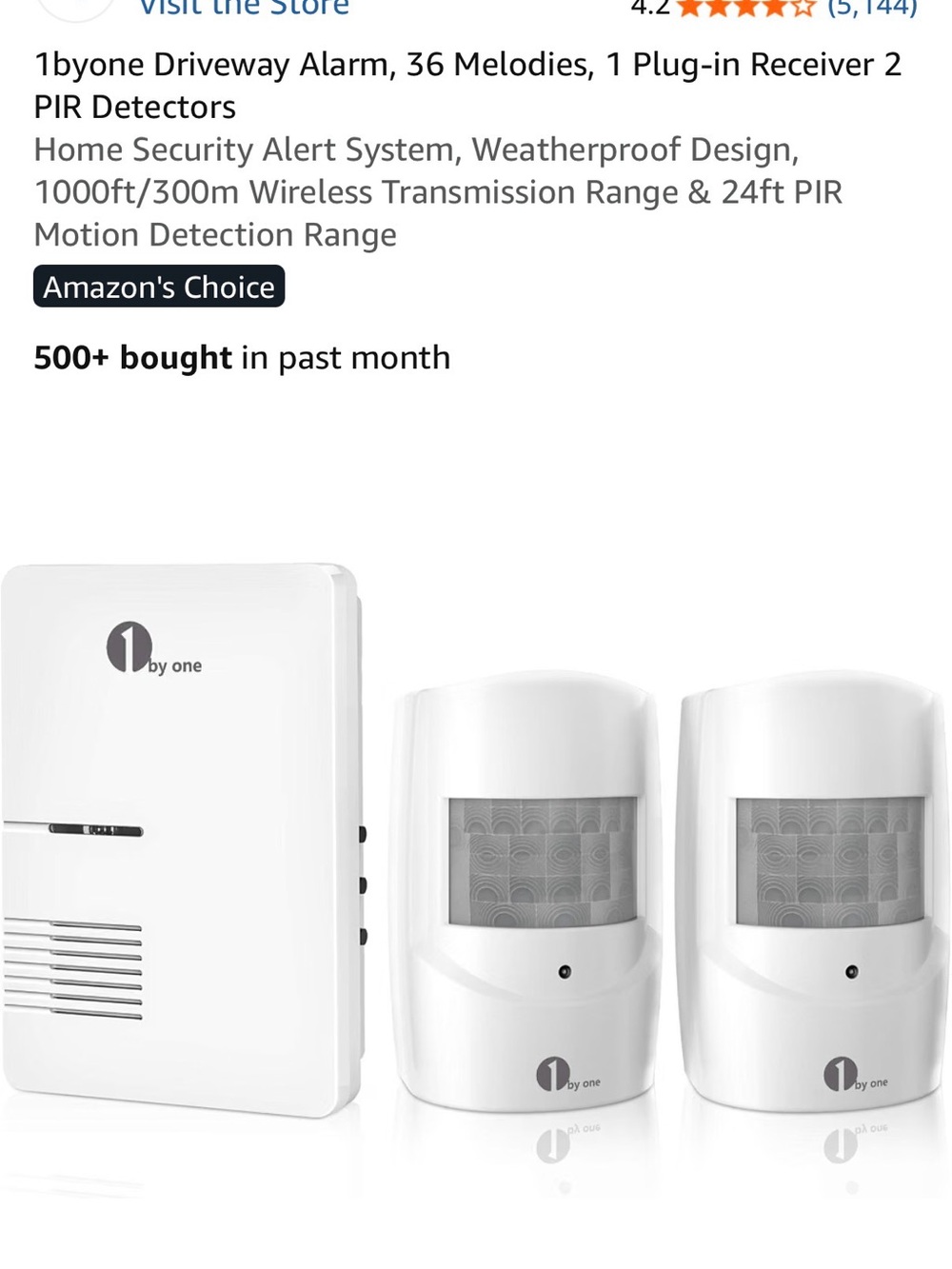 White Driveway Alarm System with 2 PIR Motion Sensors